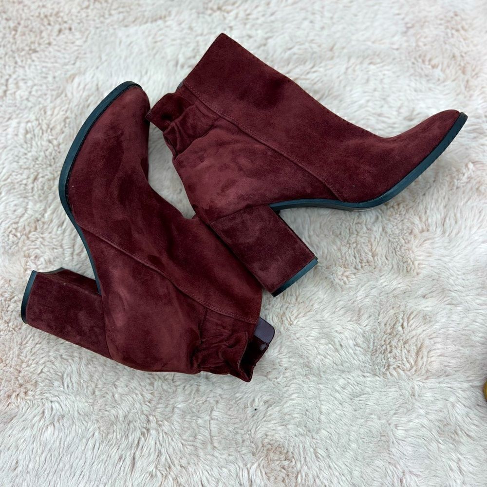 Arturo Chiang leather upper suede block heel bootie